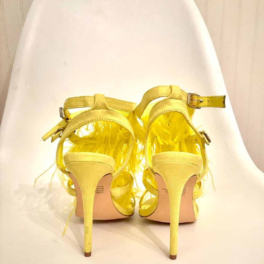 Suede electric yellow strappy feather heels - Cape Robbin - Sz 10 - Picture 7 of 9